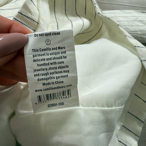 Camilla and Marc Nantucket Linen White Striped Blazer - Picture 9 of 12